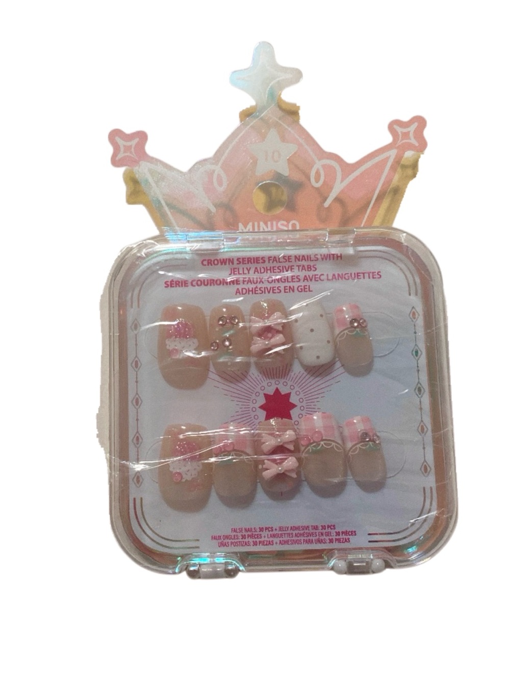 🎀3/$25🎀 Miniso Crown Series Pink Decorative Press-On Nails